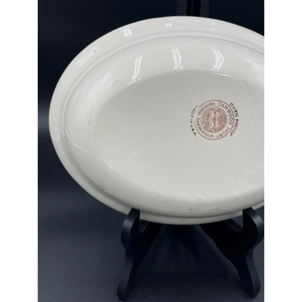 Vintage Cambridge Camwood Ivory Iris Oval Serving Bowl